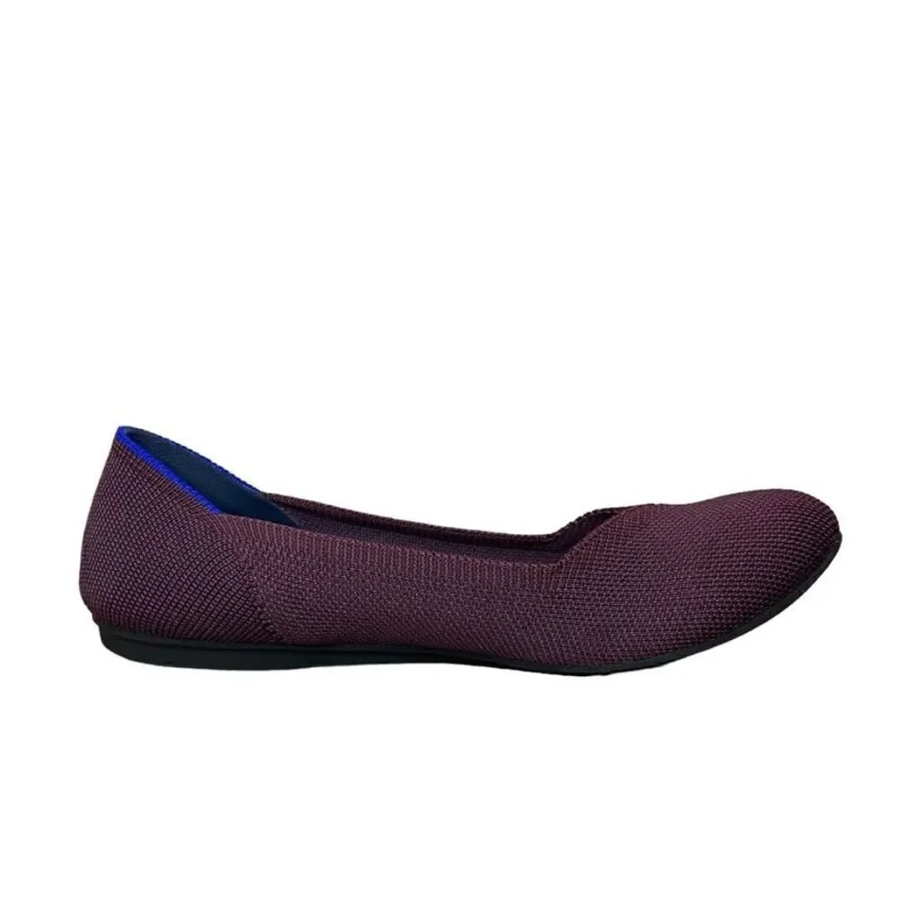 Rothy's The Flat Ballet Shoes Burgundy Round Toe Retired Color Size 6